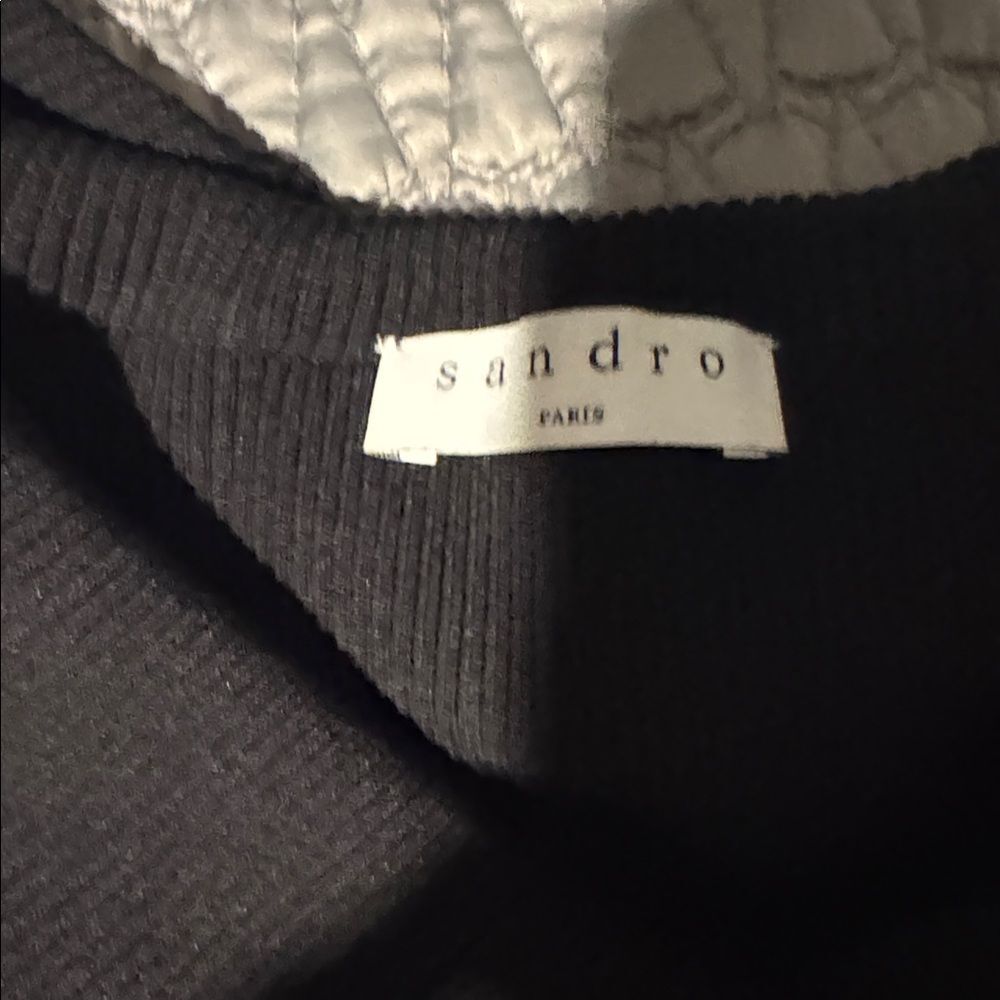 Sandro Jova Off the Shoulder knit Black Sweater Size 1 (small) - Picture 3 of 7